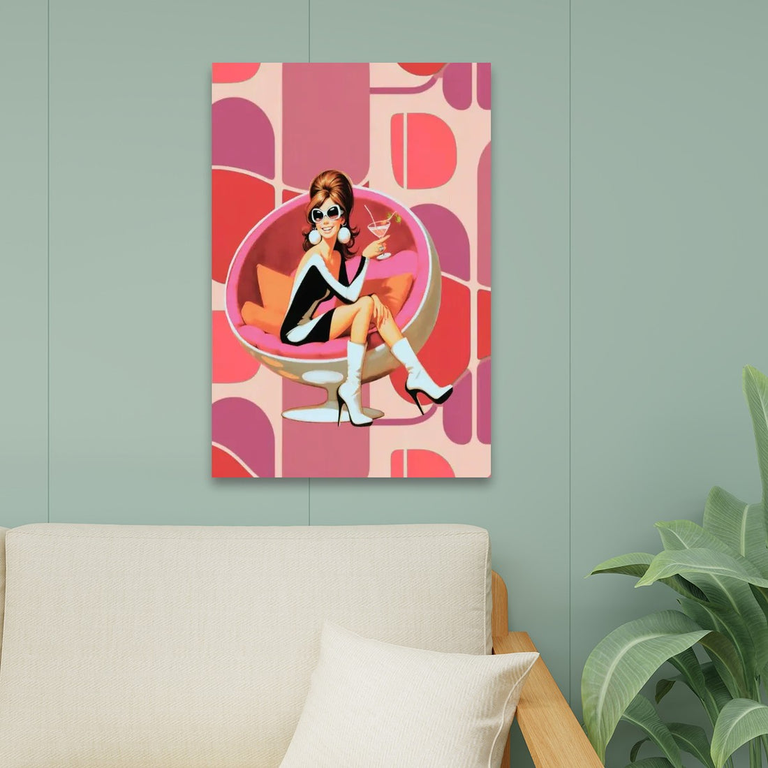 Mid Century Modern Groovy Mod 60s Gal Wal Art - Mid Century Modern Gal