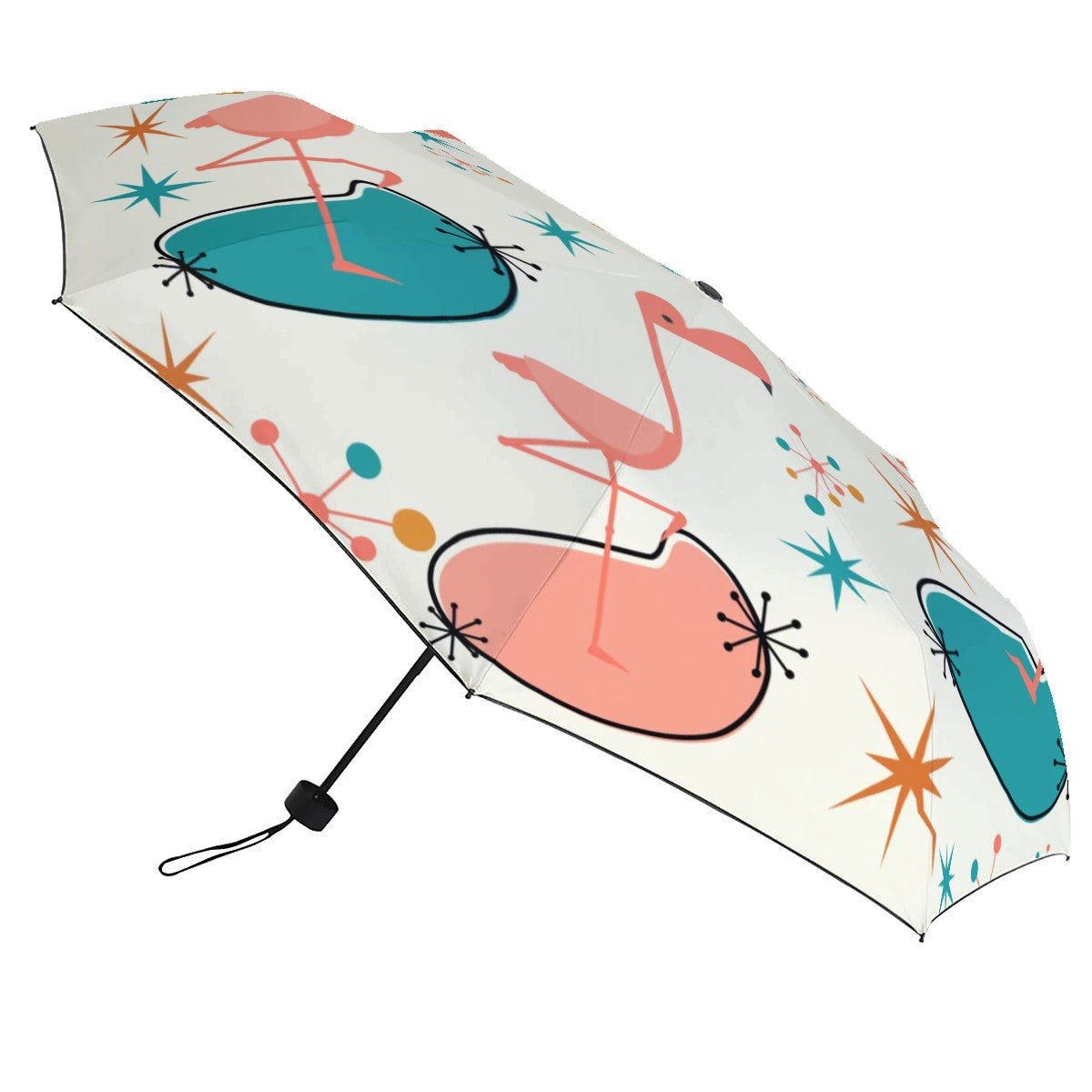 Palm Springs California Kitschy Flamingo Retro Mod UV Protection Umbrella - Mid Century Modern Gal