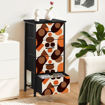 60s Mod Brown Orange Retro Mid Century Modern 4-Drawer Dresser - Mid Century Modern Gal
