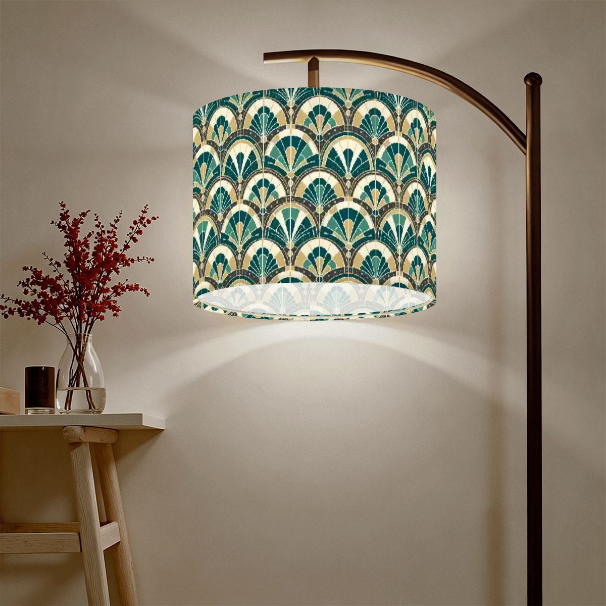 Art Deco Peacock Inspired Lamp SHADE ONLY - For Arc Floor Lamps Only - Mid Century Modern Gal