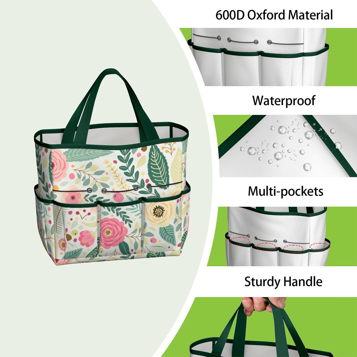 Floral Pink Mid Century Modern Garden Tool Bag