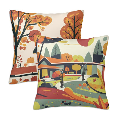Mid Century Modern Fall Scandinavian  Atomic Cat Kitschy Designed Seasonal Pillow Covers - Mid Century Modern Gal