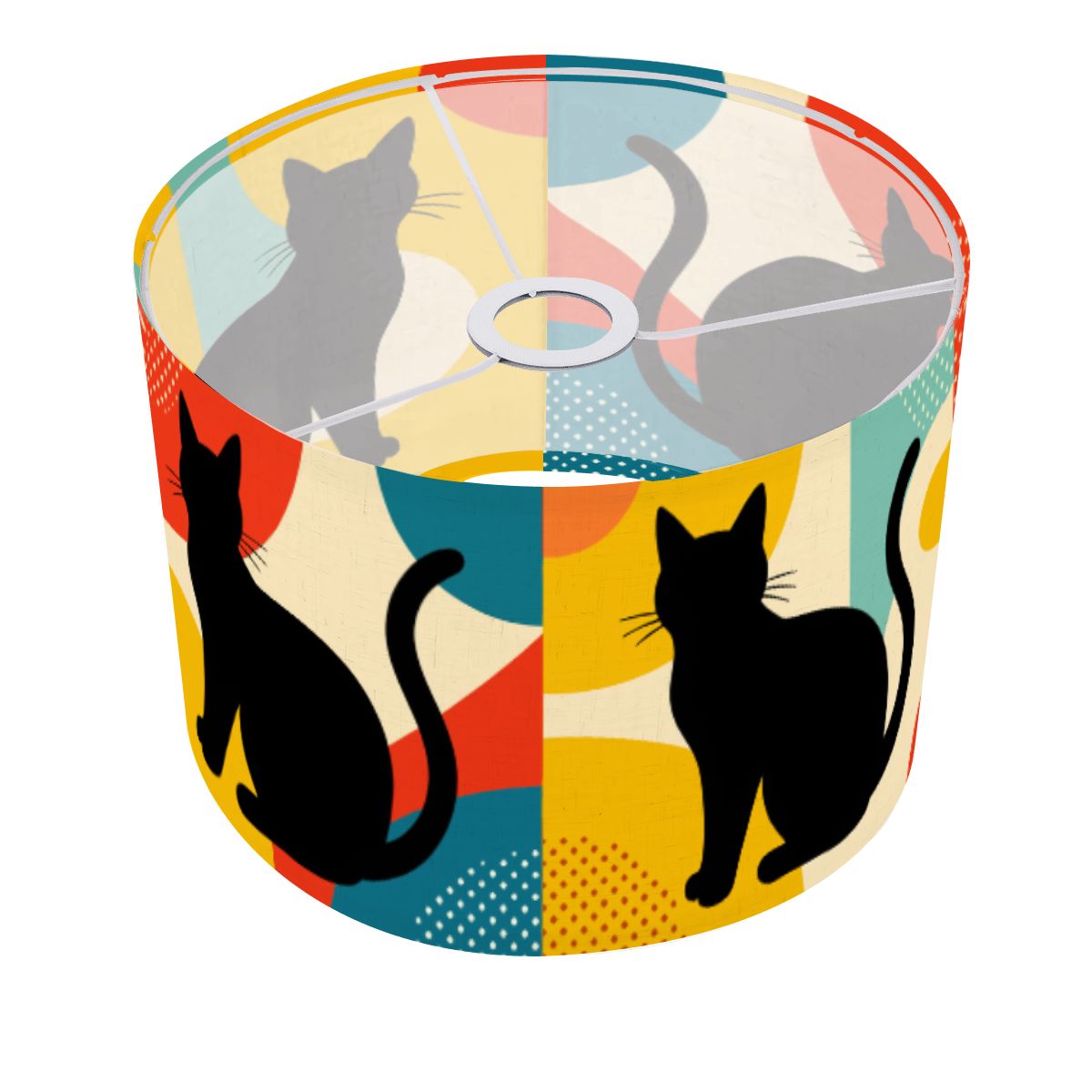Pop Art Black Atomic Cats, Red Blue Yellow, Lamp SHADE ONLY - For Arc Floor Lamps Only - Mid Century Modern Gal