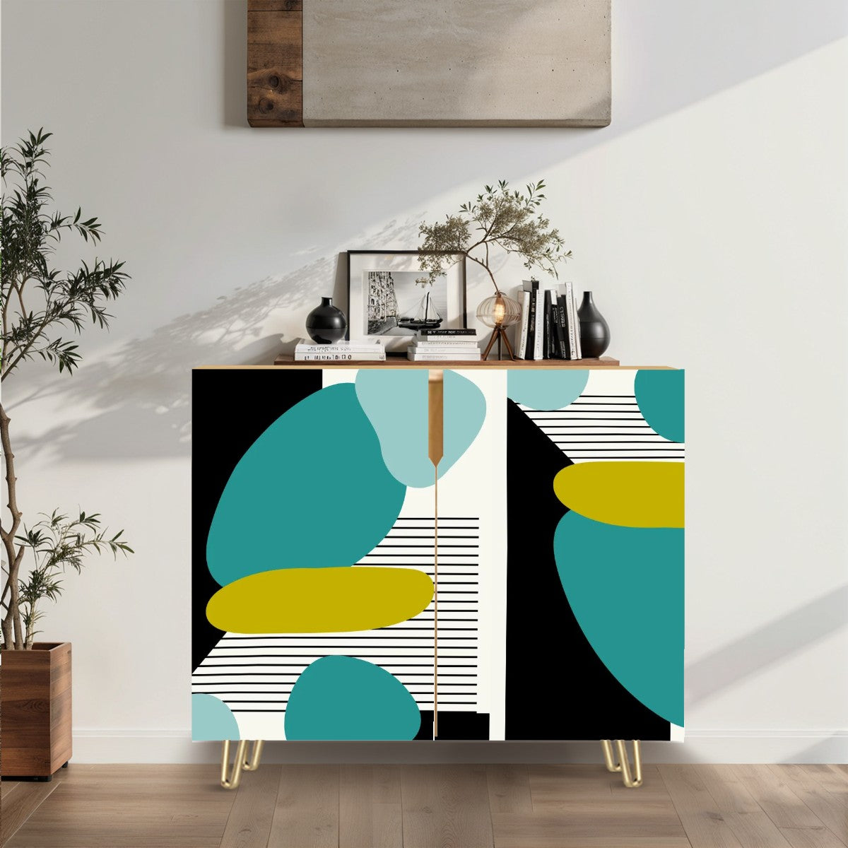 Mid Century Modern Sideboard Credenza, Geometric Amoeba Designed Mod Furniture - Mid Century Modern Gal