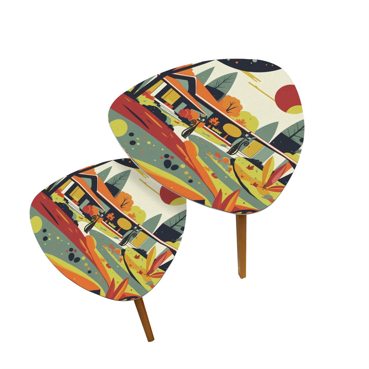 Mid Century Modern Scandinavian Fall Seasonal Mod Nesting Tables - Mid Century Modern Gal