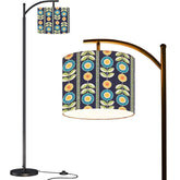 Modern Scandinavian Flower Blue, Orange Yellow Green Mid Century Modern Arc Floor Lamp - Mid Century Modern Gal