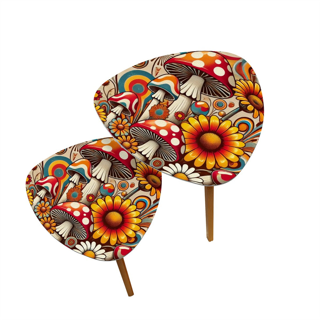 Groovy Magic Mushroom Funky Fun Retro Nesting Tables