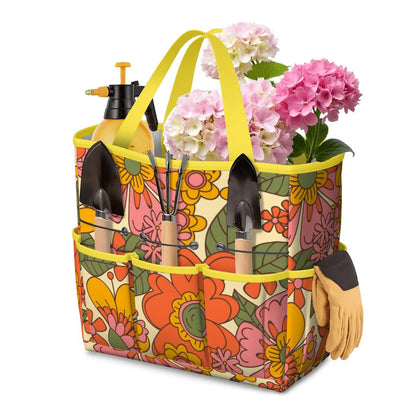 70s Retro Revival Flower Power Groovy Floral Mid Mod Garden Tool Bag - Mid Century Modern Gal