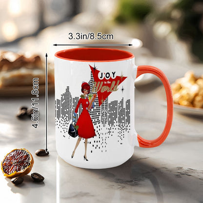 Mid Century Modern Christmas Joy To The World Mod Gal Cityscape Holiday Mug