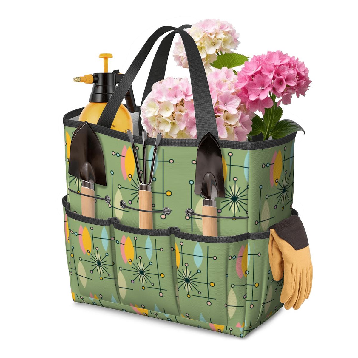 Mid Century Modern Green Yellow Atomic 50s Garden Tool Bag - Mid Century Modern Gal