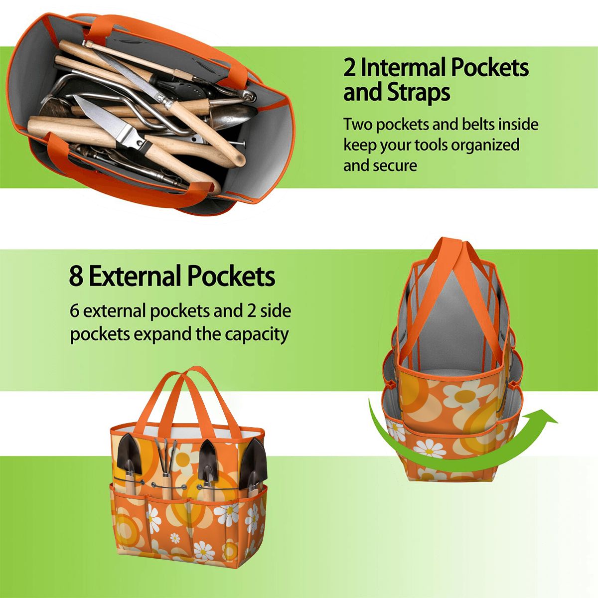 Flower Power Orange Groovy Mod Garden Tool Bag