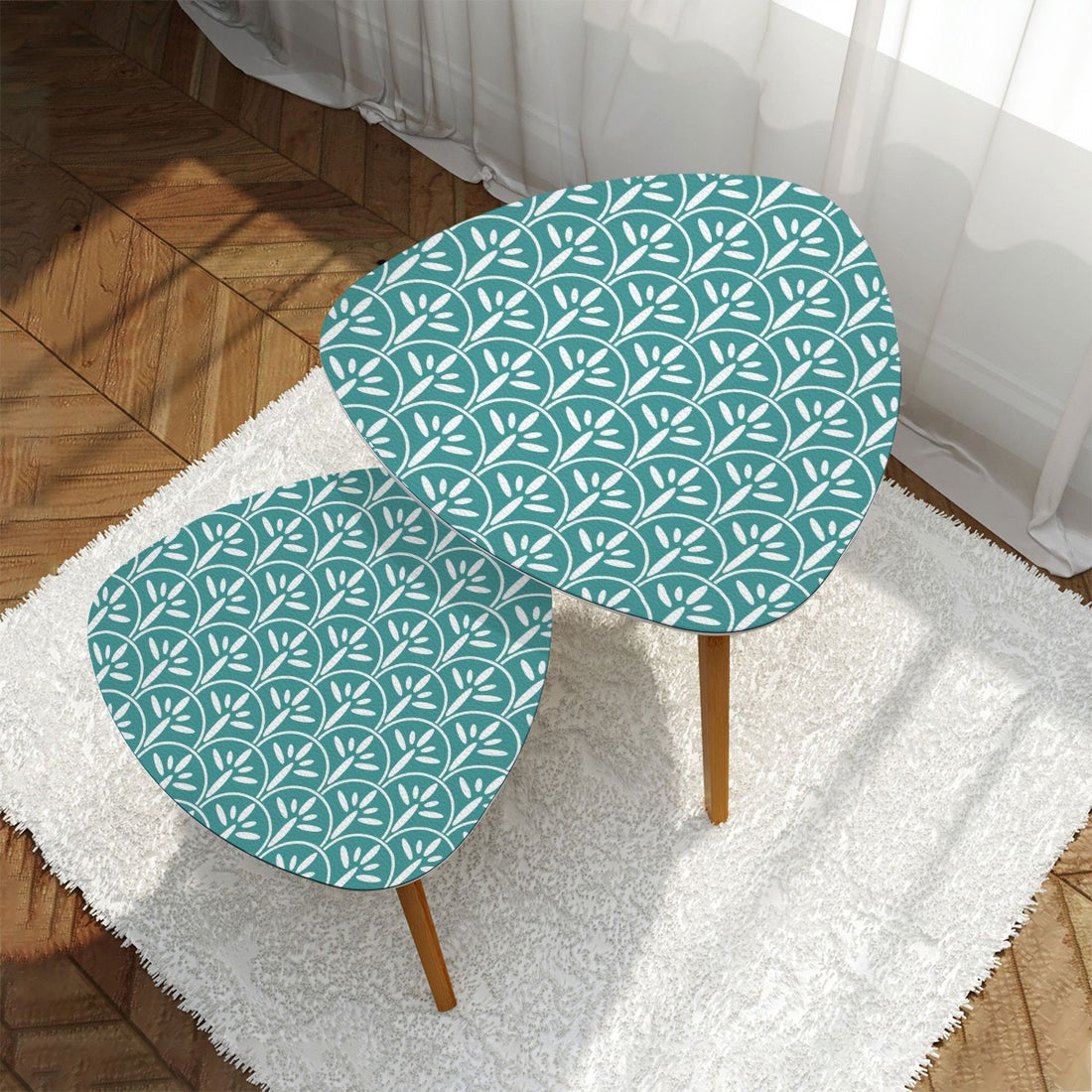 Mid Century Modern Nesting Tables | Stylish Art Deco Aqua And White Mid Mod End Tables - Mid Century Modern Gal
