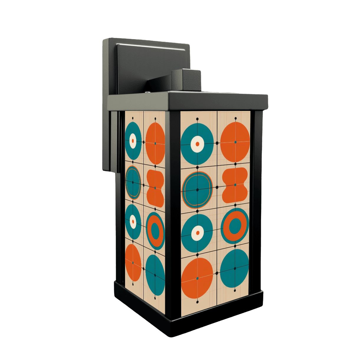 Mid Century Modern Minimalist Orange Teal Retro Patio Wall Light - Mid Century Modern Gal