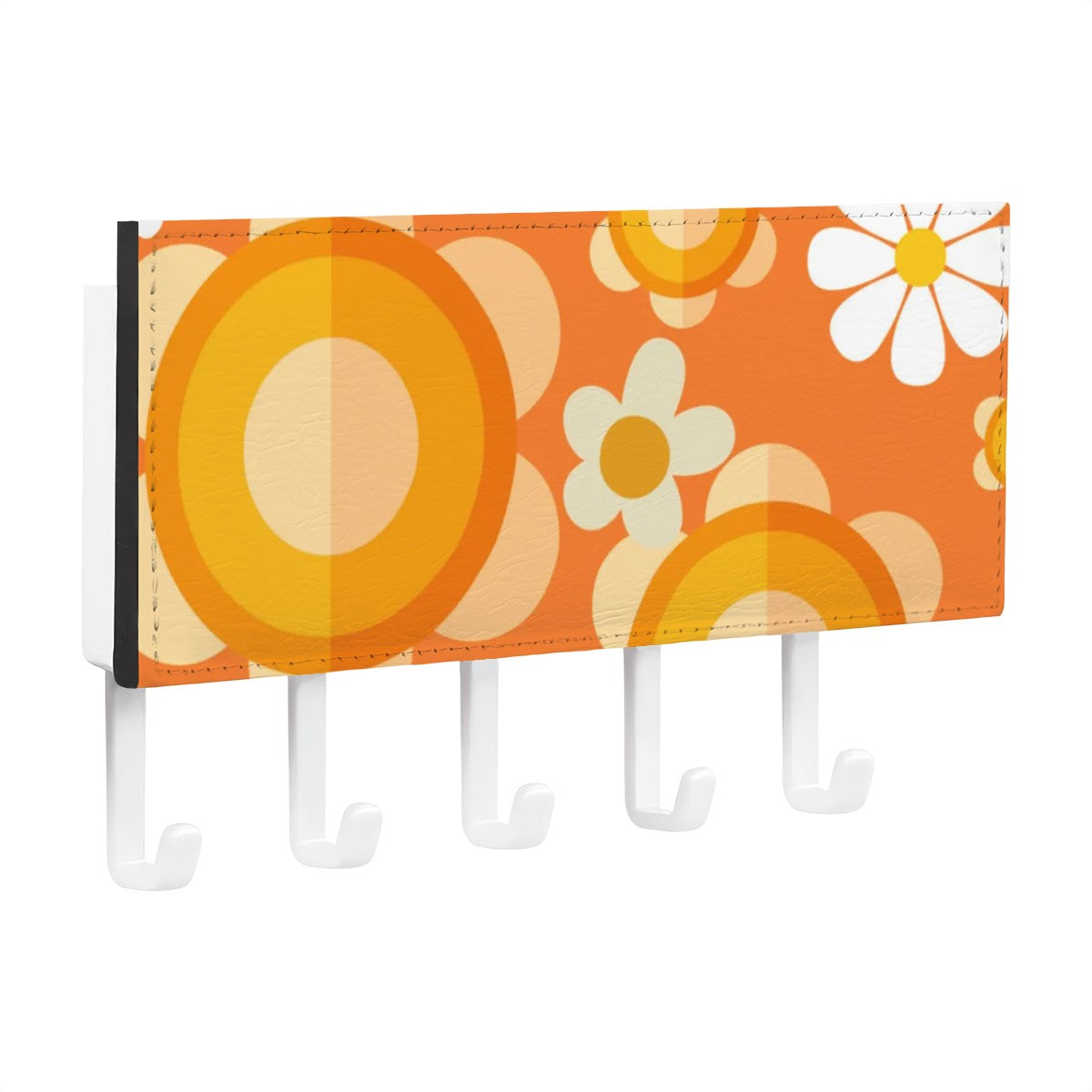 Flower Power Orange Groovy Retro 70s Key Holder Wall Mount - Mid Century Modern Gal