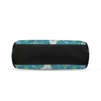 Chinoiserie Floral Teal Green White Elegant Kisslock Crossbody Purse - Mid Century Modern Gal