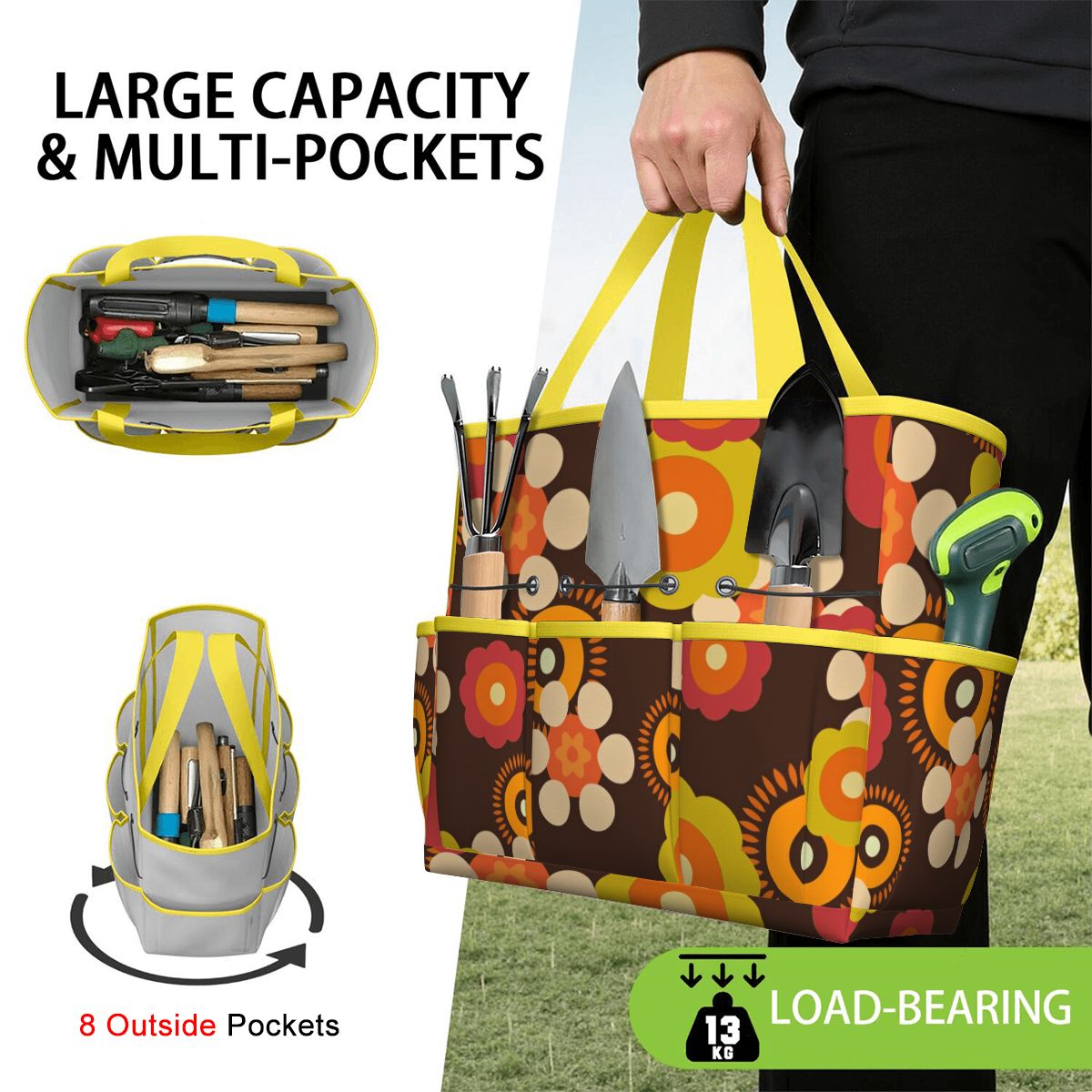 Retro Flower Power 70s Garden Tool Bag
