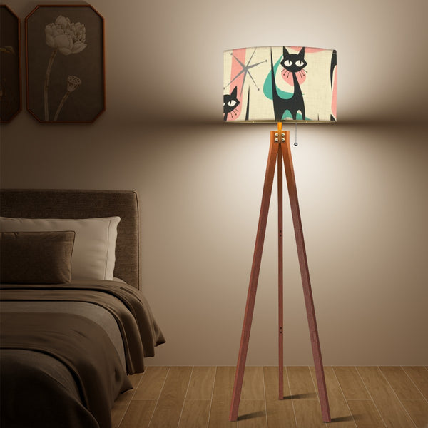 Atomic Cat Mid Century Modern Tripod Floor Lamp Kitschy Fun Style
