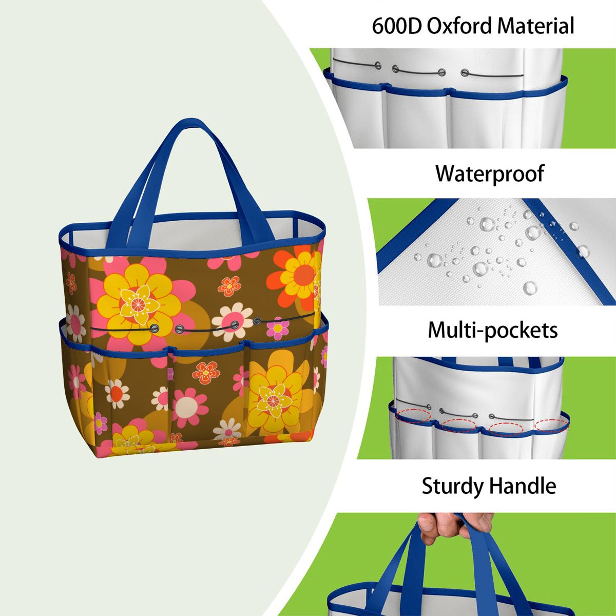 Retro 70s Groovy Flower Power Garden Tool Bag
