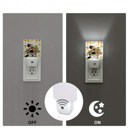 Mid Mod 60s Gal, Martini Lover, Atomic Cat Orange Green Starburst LED Night Light Set of 2 - Mid Century Modern Gal