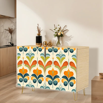 Mid Century Modern Floral Scandinavian Modern Danish Wooden Storage Cabinet - Mid Century Modern Gal