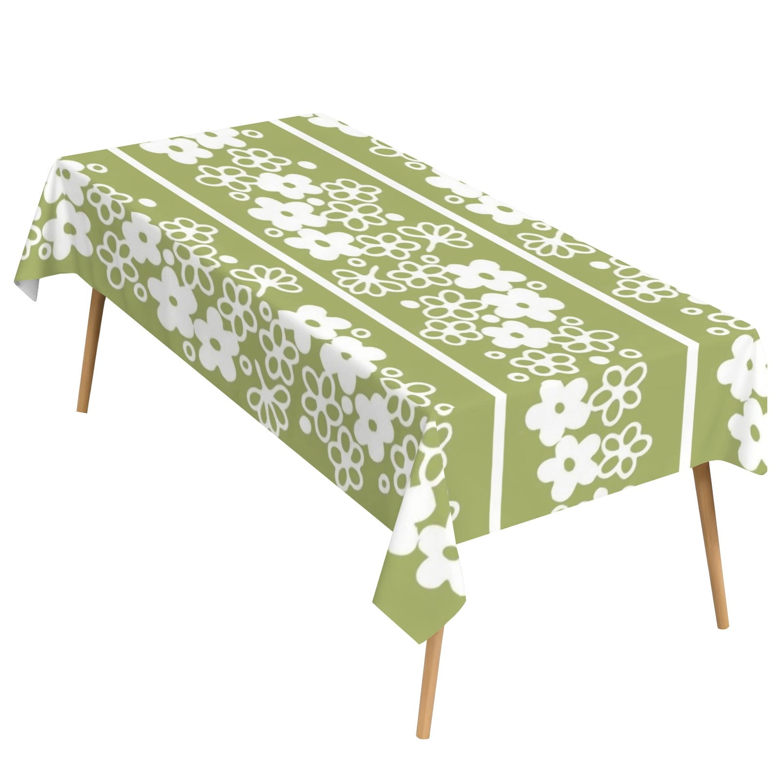Retro Green, Spring Blossom, Mod Daisy MCM Tablecloth - Mid Century Modern Gal