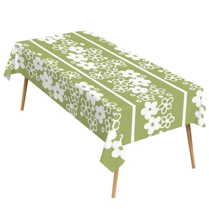 Retro Green, Spring Blossom, Mod Daisy MCM Tablecloth - Mid Century Modern Gal