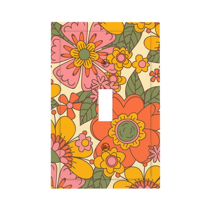 Retro Vintage Flower Power 70s Orange Green Pink Mid Century Modern Switch Cover - Mid Century Modern Gal