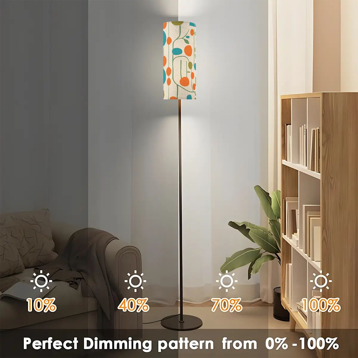 Mid Century Modern Danish Orange Teal Geometric Slim Floor Lamp - Mid Century Modern Gal