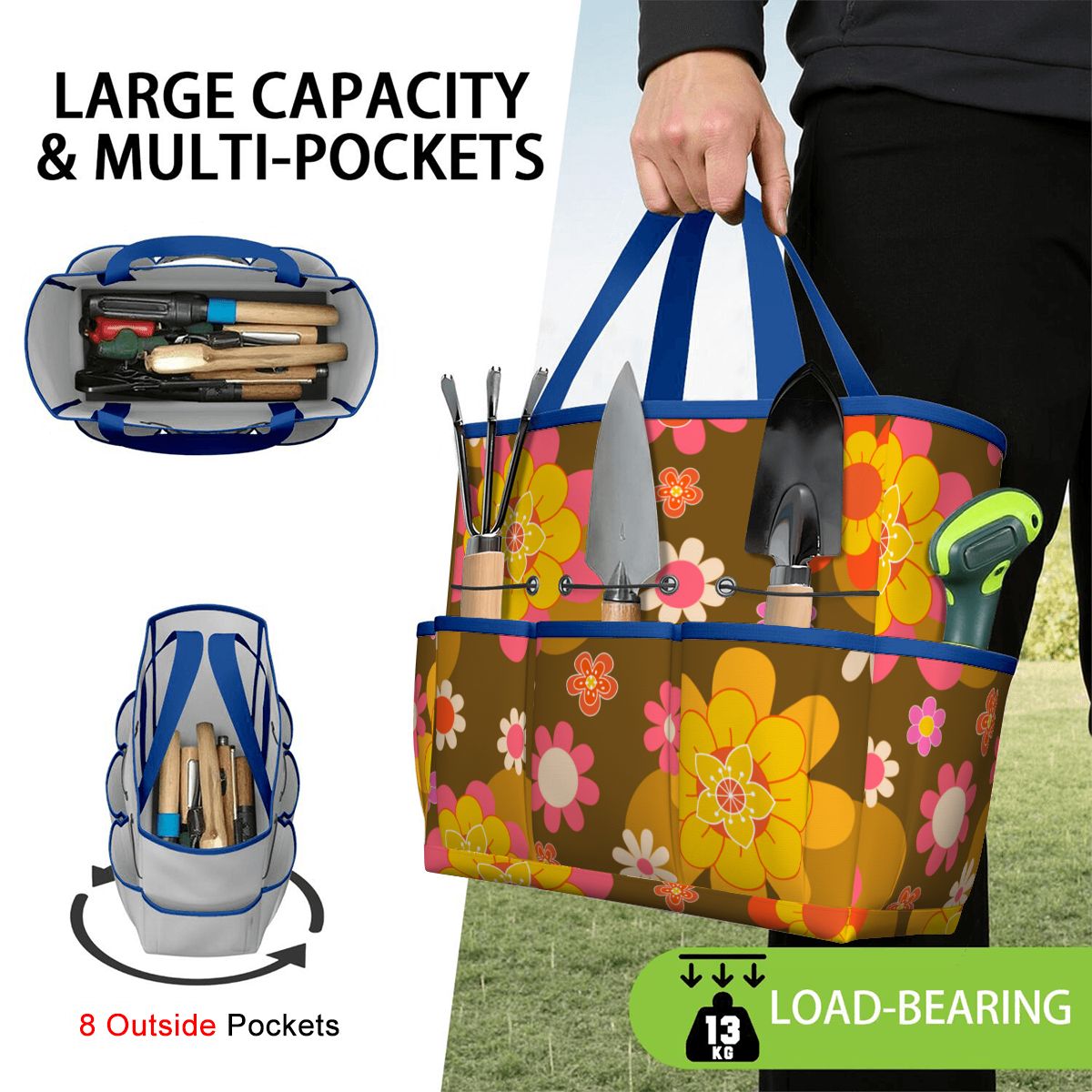 Retro 70s Groovy Flower Power Garden Tool Bag