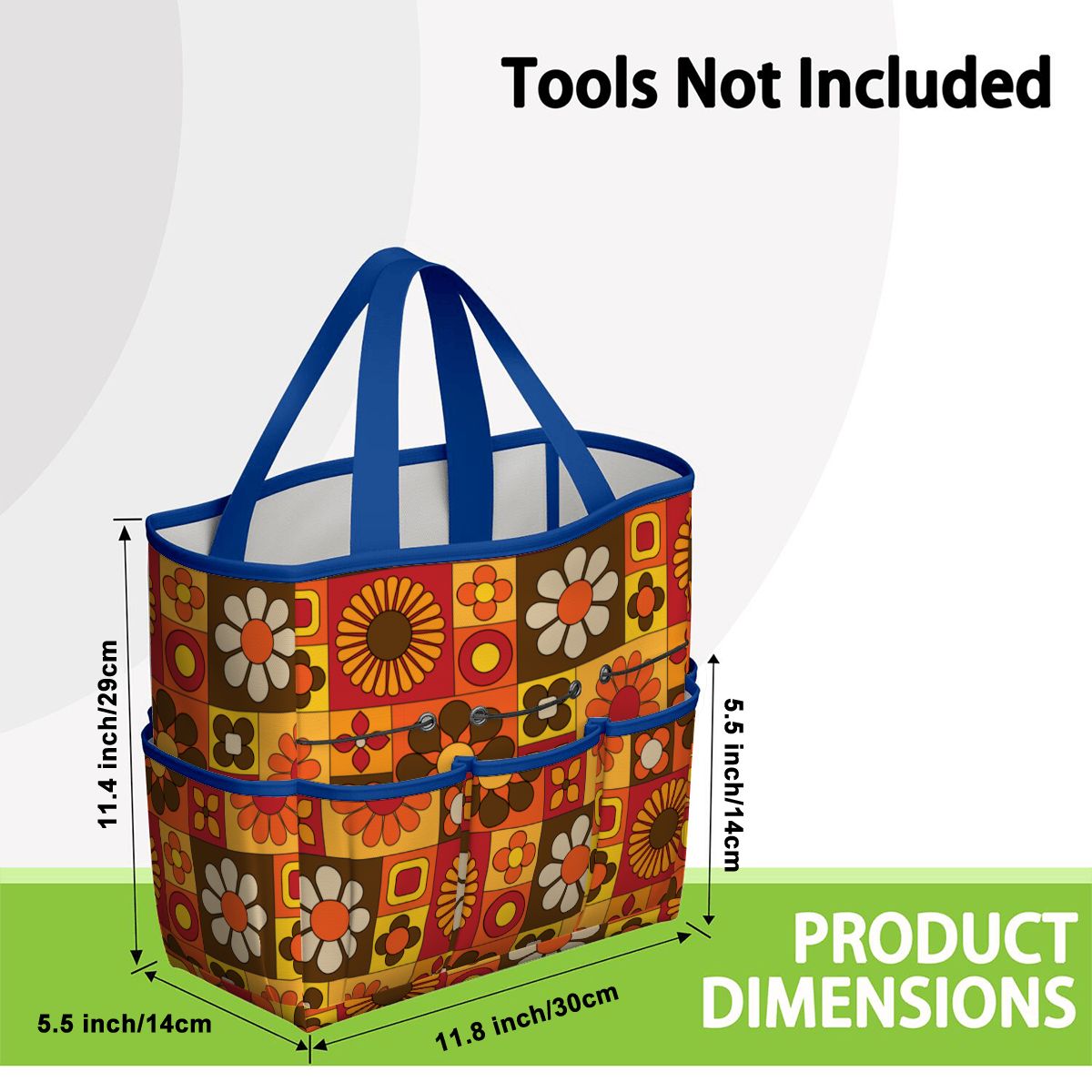 Retro 70s Mod Floral Orange Brown Yellow Mid Mod Hip Garden Tool Bag