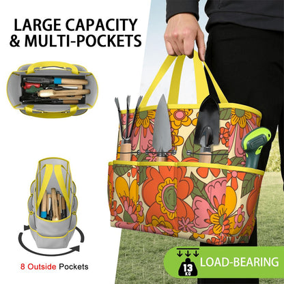 70s Retro Revival Flower Power Groovy Floral Mid Mod Garden Tool Bag