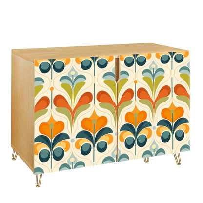 Mid Century Modern Floral Scandinavian Modern Danish Wooden Storage Cabinet - Mid Century Modern Gal