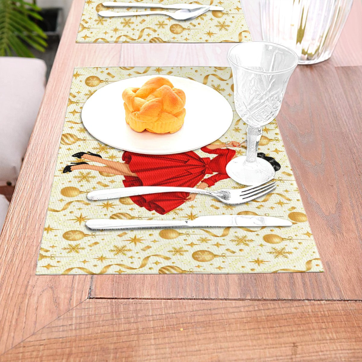 Mid Century Modern Christmas Martini Gal Placemat 1pc - Mid Century Modern Gal