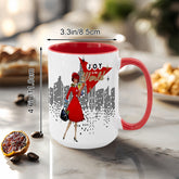 Mid Century Modern Christmas Joy To The World Mod Gal Cityscape Holiday Mug - Mid Century Modern Gal