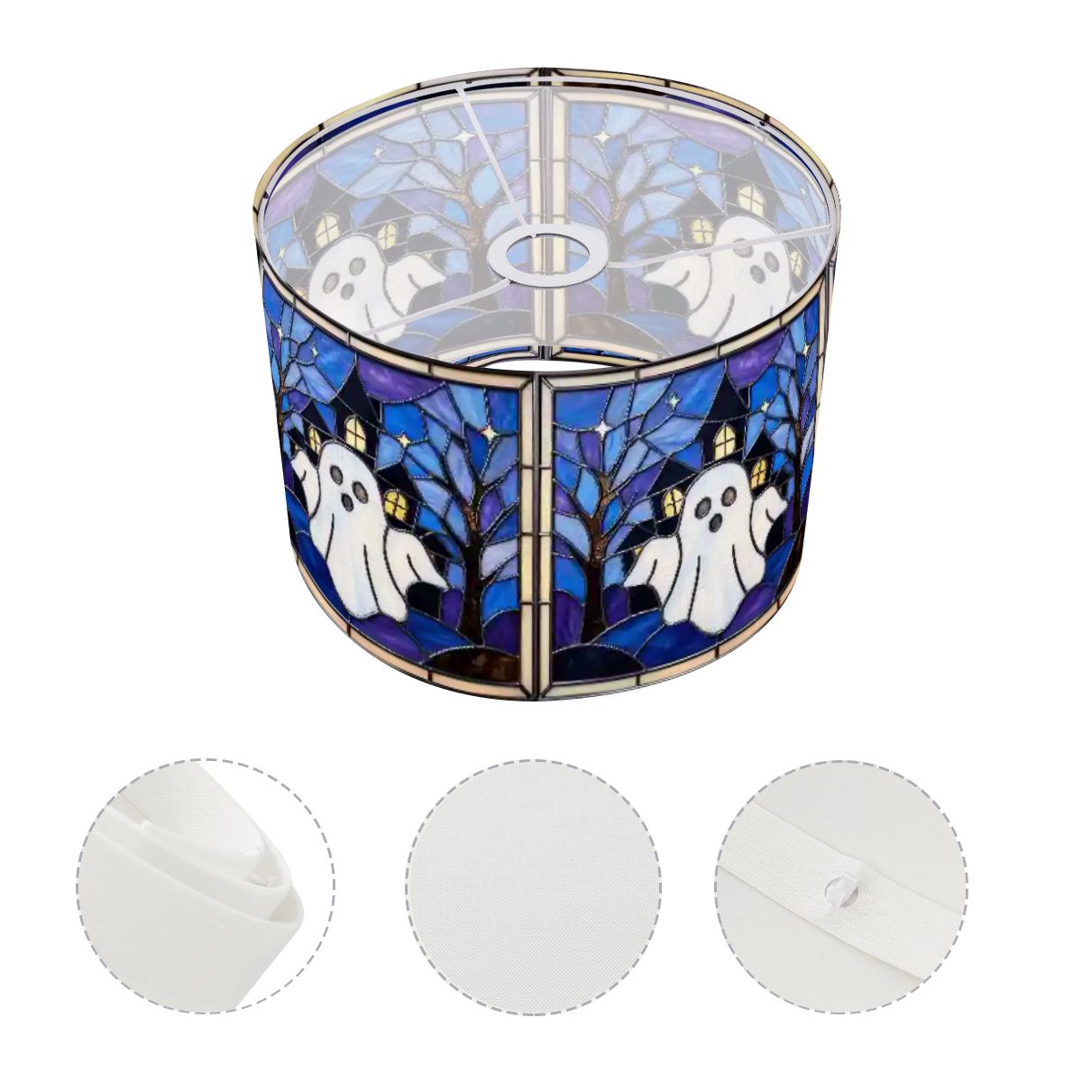 Halloween Stained Glass Style Ghost Haunted House Lamp SHADE ONLY - For Arc Floor Lamps Only