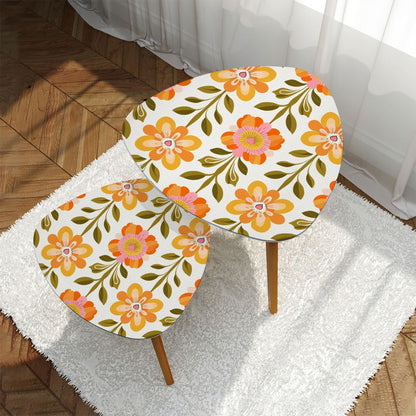 Scandinavian Mid Century Modern Floral Modern Danish Nesting Table Side Table Furniture - Mid Century Modern Gal