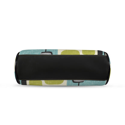 Mid Century Modern Geometric Designed Mod Teal Green Kisslock Crossbody Purse - Mid Century Modern Gal