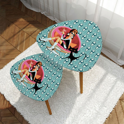 Mid Century Modern Barware Nesting Tables, Atomic Martini, Mod Gal And Atomic Cat Designed - Mid Century Modern Gal