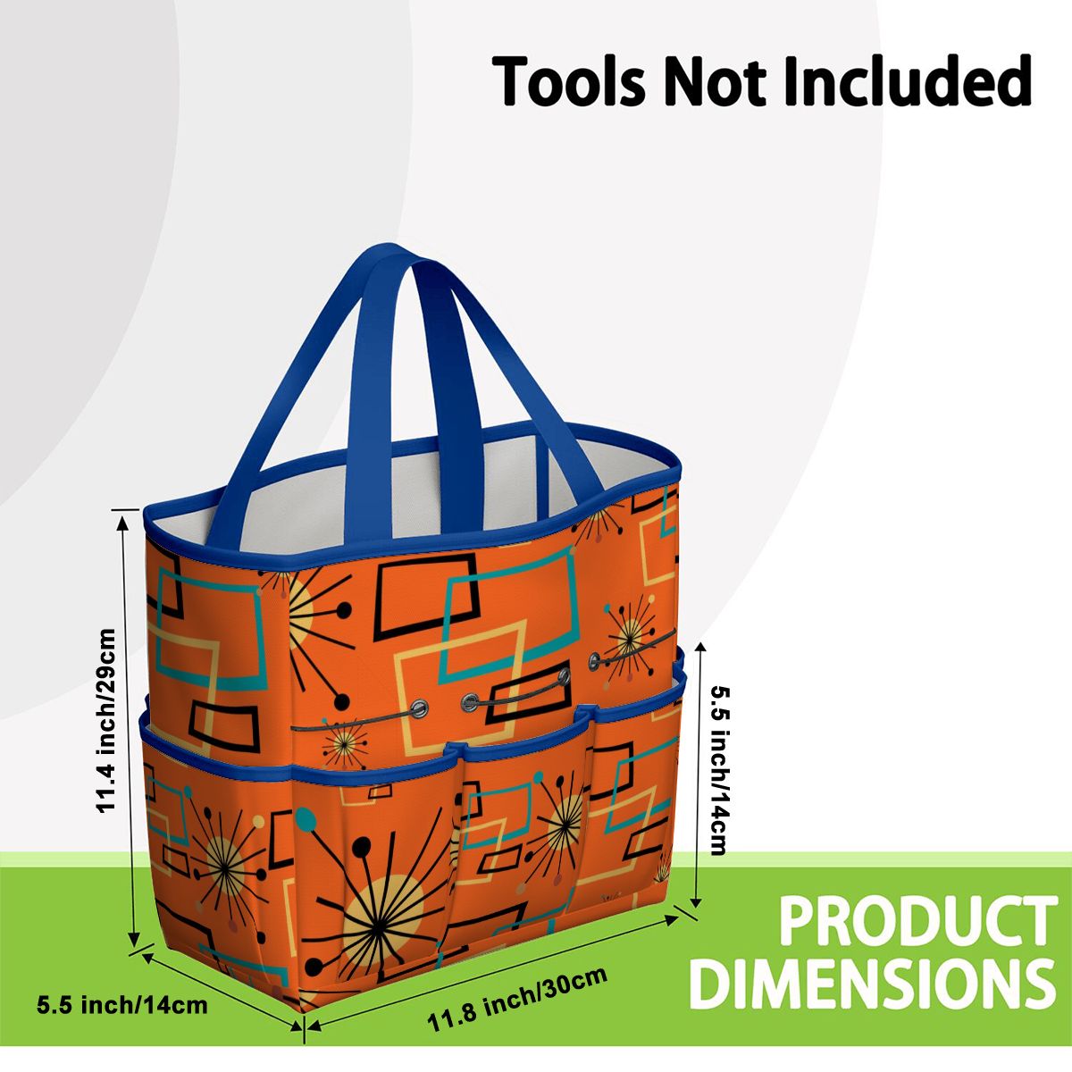 Mid Century Modern Sinatra Orange, Starburst, Geometric Funky Fun Garden Tool Bag