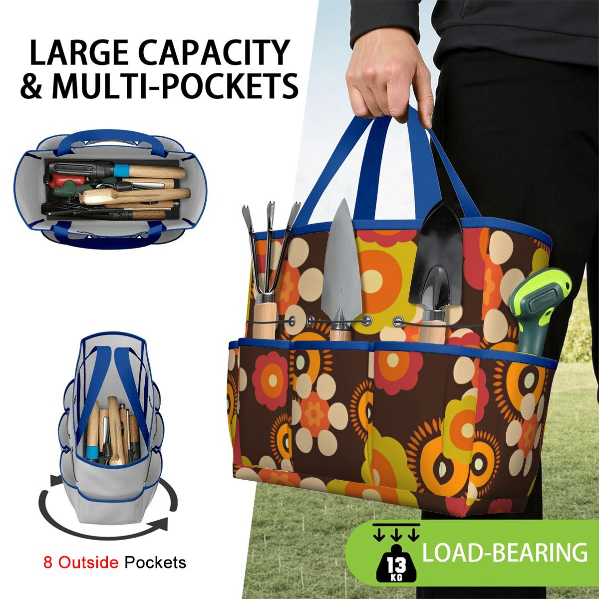 Retro Flower Power 70s Garden Tool Bag