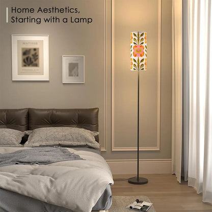 Scandinavian Mid Mod Floral Danish Orange Green Yellow Retro Slim Floor Lamp - Mid Century Modern Gal