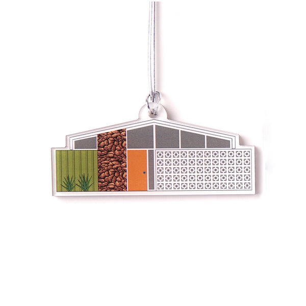 Mid Century Modern Christmas House Ornament, Palm Springs Cali Style