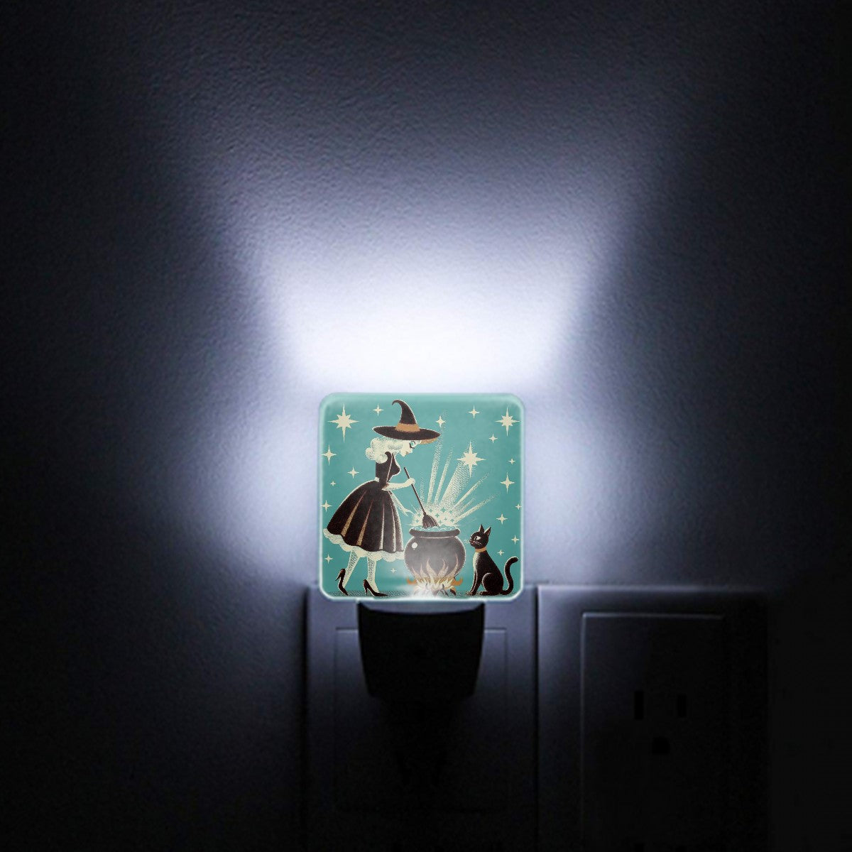 Witch's Brew Mid Century Modern Halloween Gothic Teal LED Night Light Set of 2 - Mid Century Modern Gal