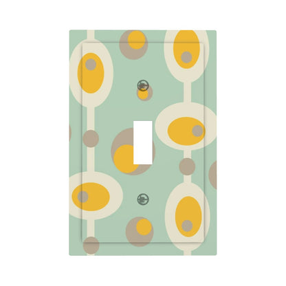 Retro Mid Mod Mint Green Yellow Orbs Geometric Designed Modern Switch Cover - Mid Century Modern Gal