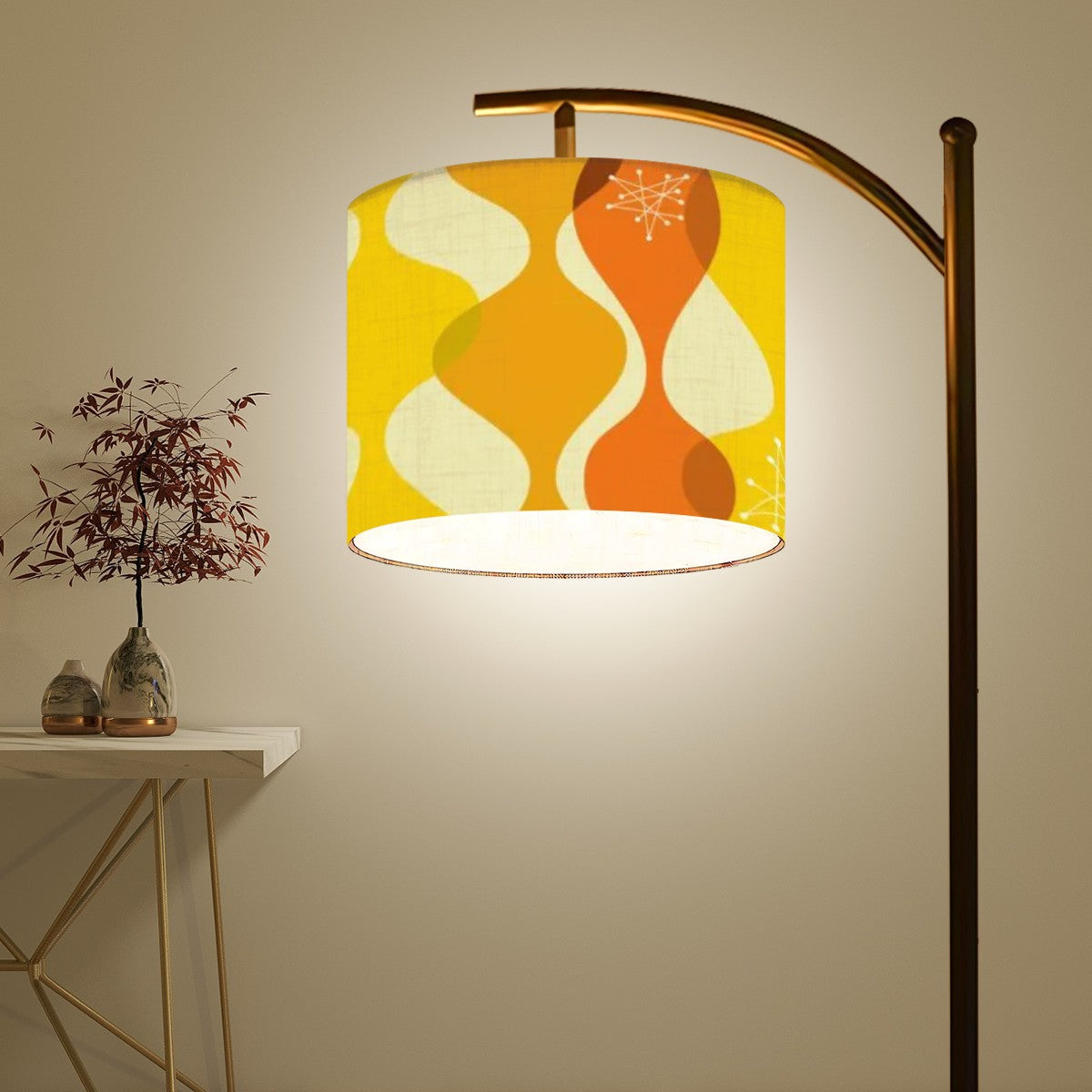 Mid Century Modern Mod Groovy Yellow Orange Lamp Shade ONLY