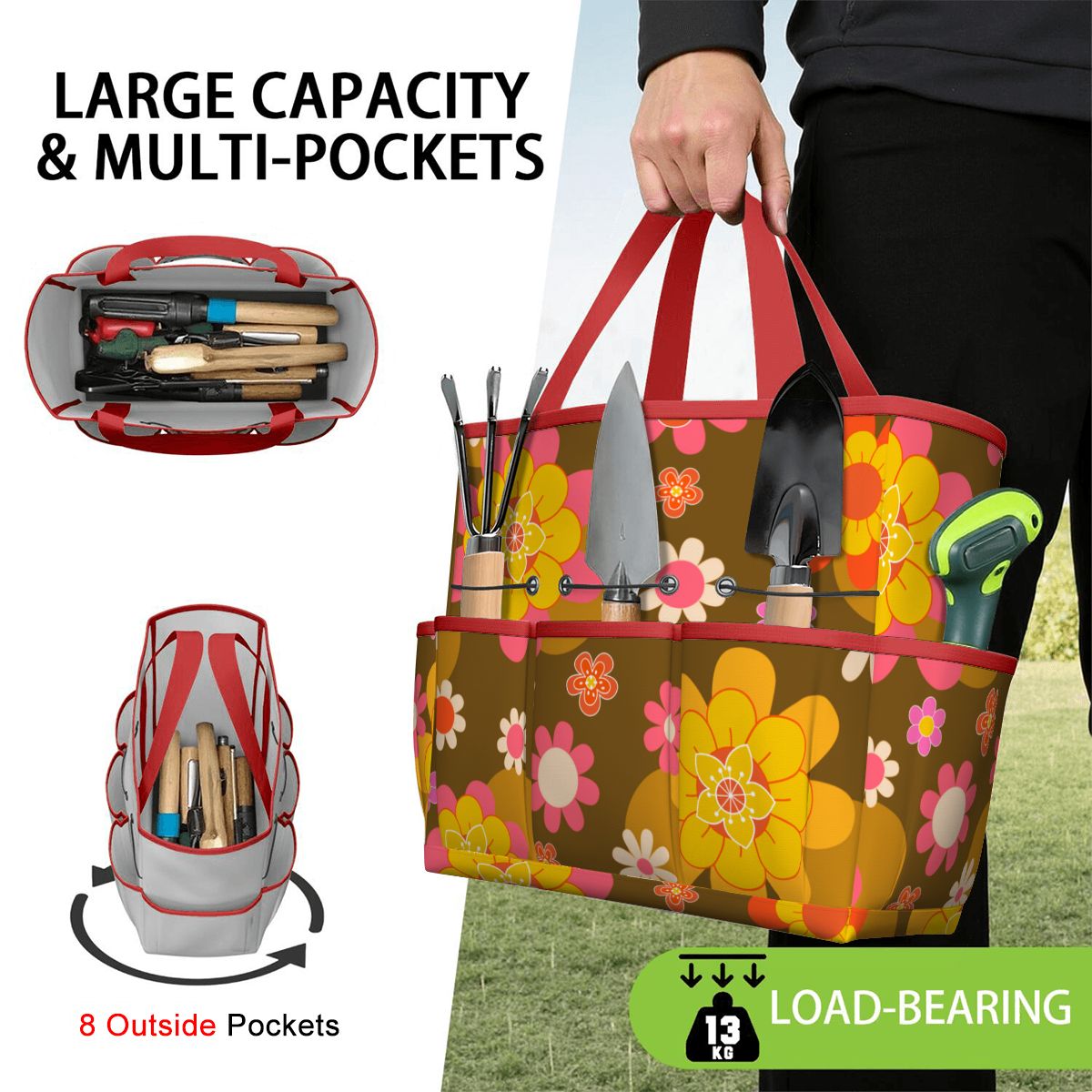 Retro 70s Groovy Flower Power Garden Tool Bag