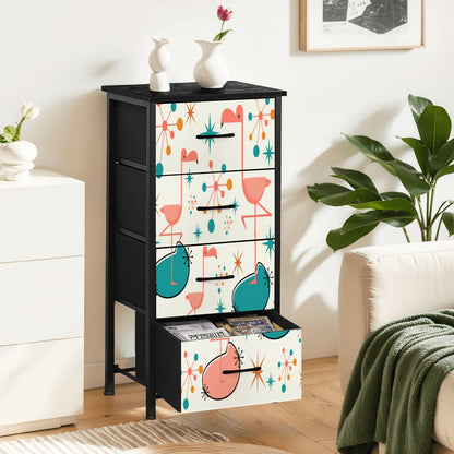 Palm Springs California Kitschy Flamingo Mid Mod 4-Drawer Dresser - Mid Century Modern Gal