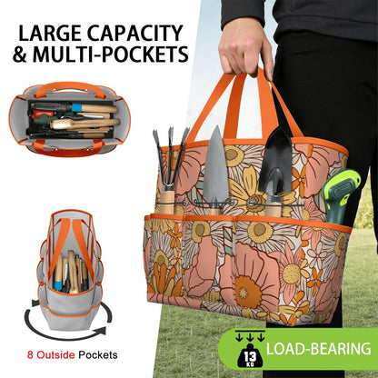 70s Floral Pink Orange Garden Tool Bag