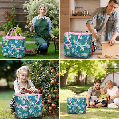 Chinoiserie Floral Teal Green White Elegant Garden Tool Bag