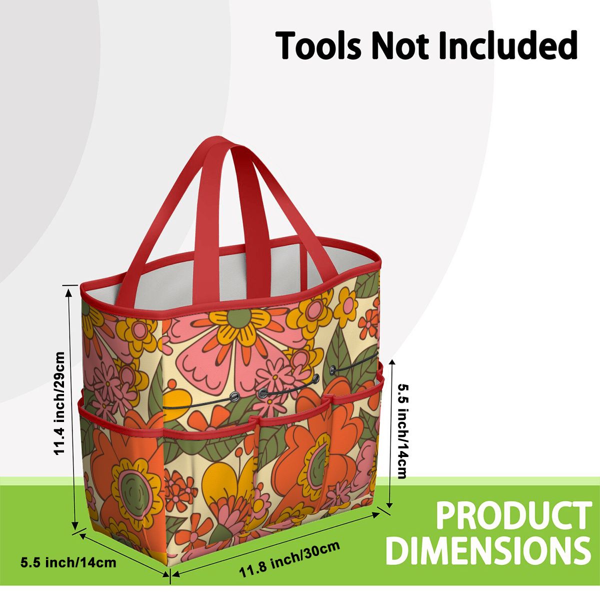 70s Retro Revival Flower Power Groovy Floral Mid Mod Garden Tool Bag